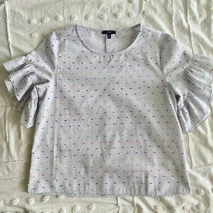 DREW Embroidered Rainbow Swiss Dot Top